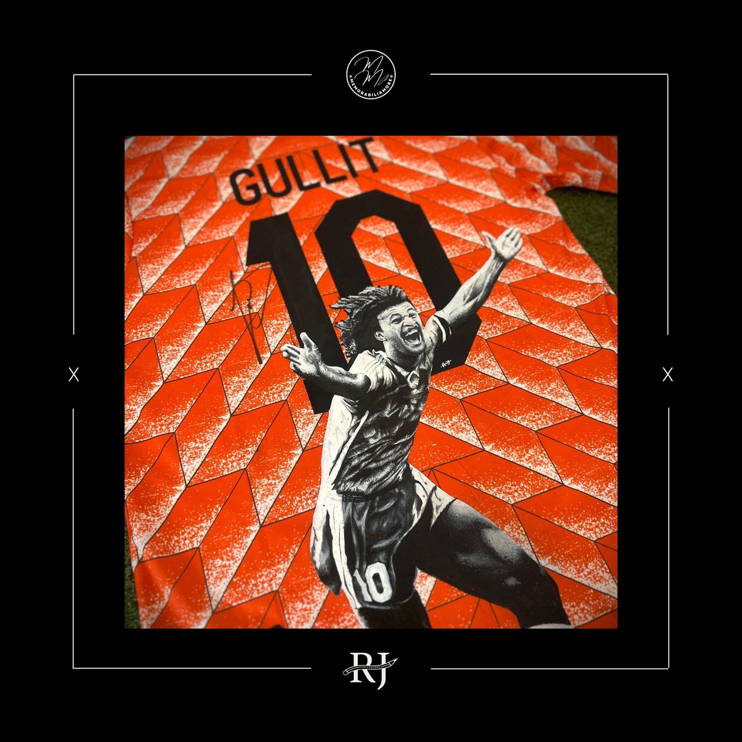 RUUD GULLIT HAND-PAINTED & SIGNED NETHERLANDS 1988 SHIRT.