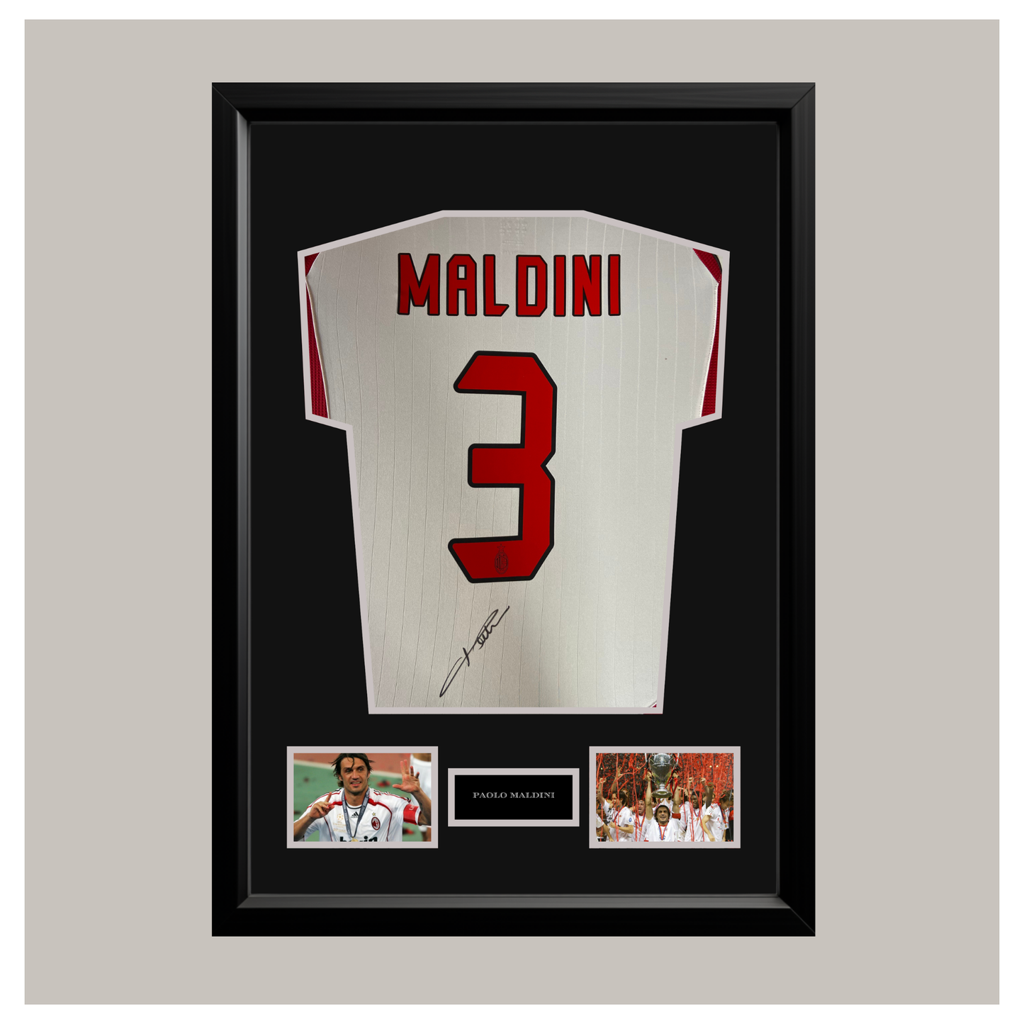 PAOLO MALDINI SIGNED AND FRAMED SHIRT