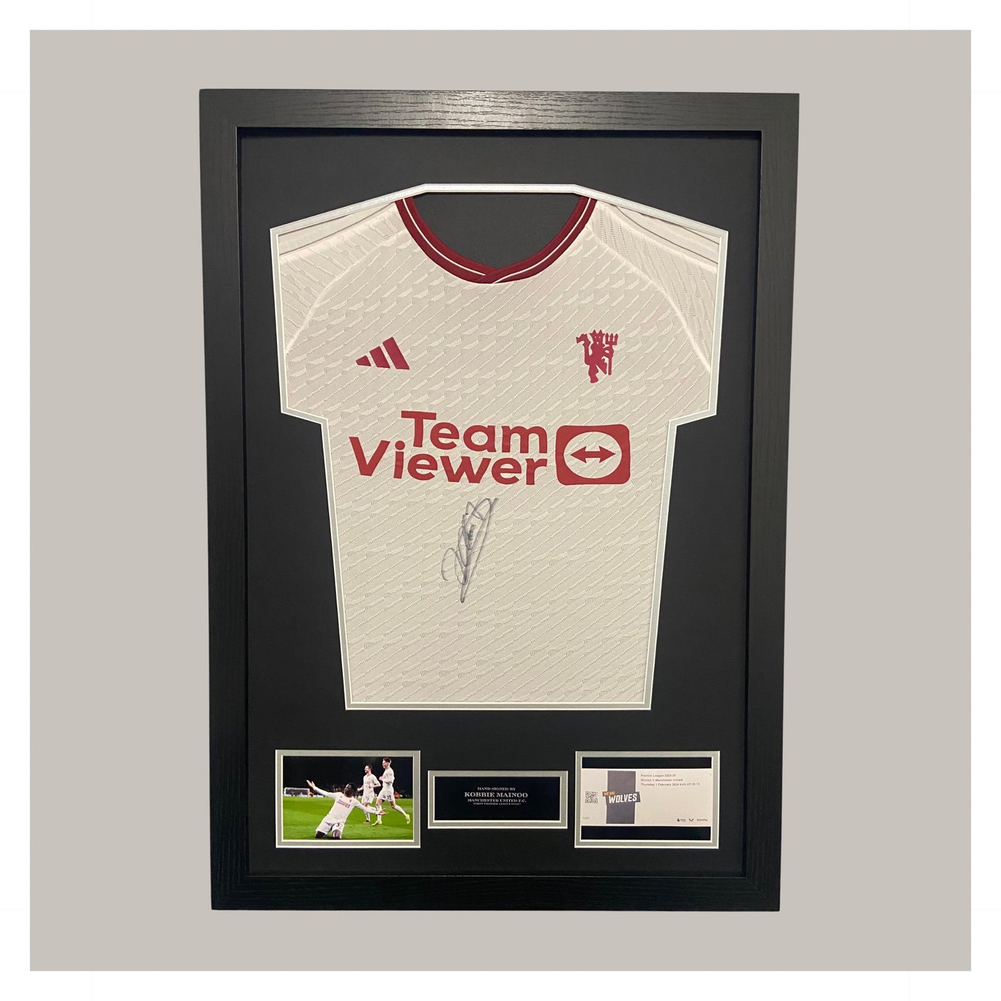 HAND SIGNED KOBBIE MAINOO FRAMED SHIRT DISPLAY