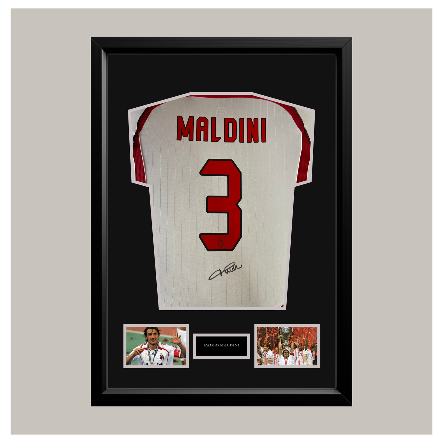 PAOLO MALDINI SIGNED AND FRAMED SHIRT