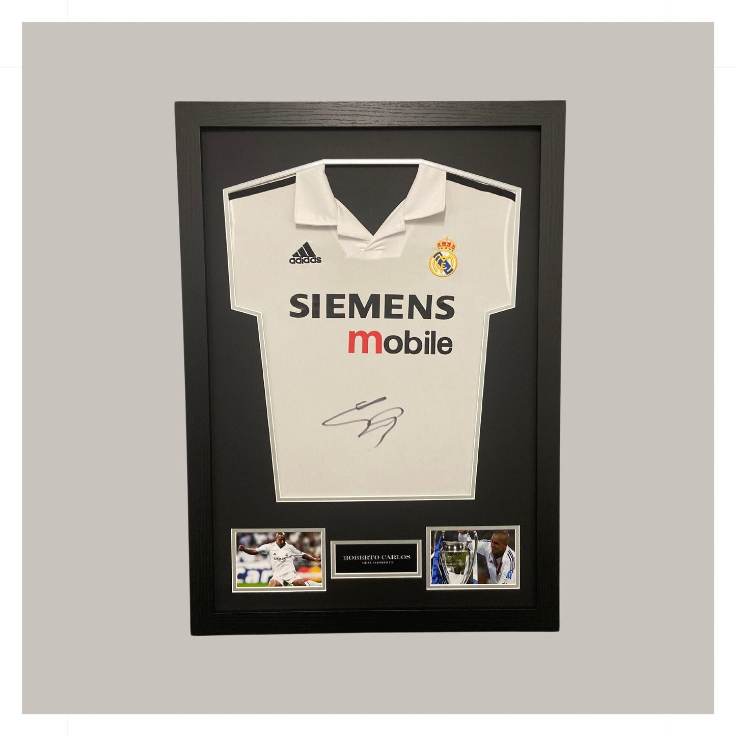 ROBERTO CARLOS SIGNED AND FRAMED SHIRT