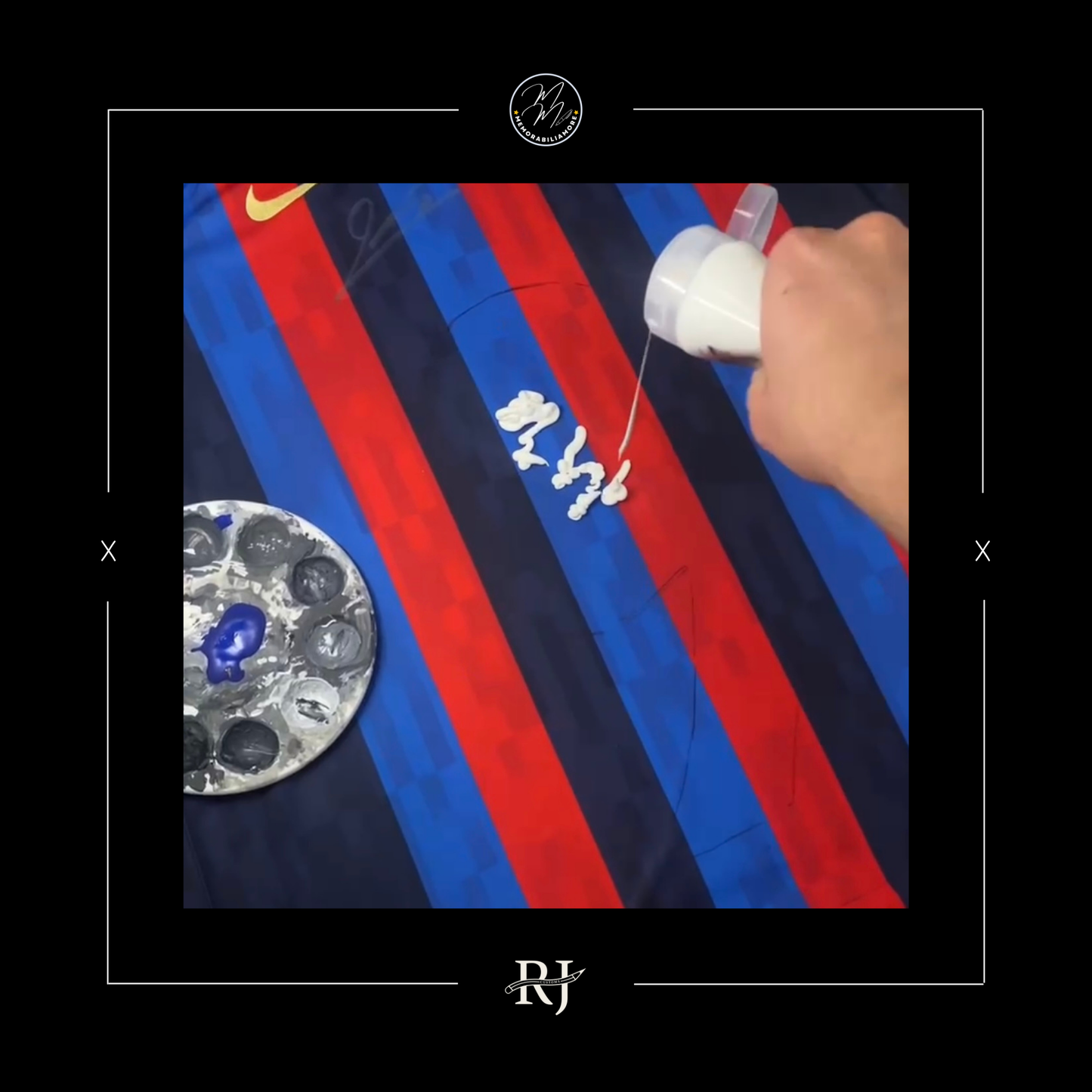 ROBERT LEWANDOWSKI HAND-PAINTED & SIGNED BARCELONA SHIRT