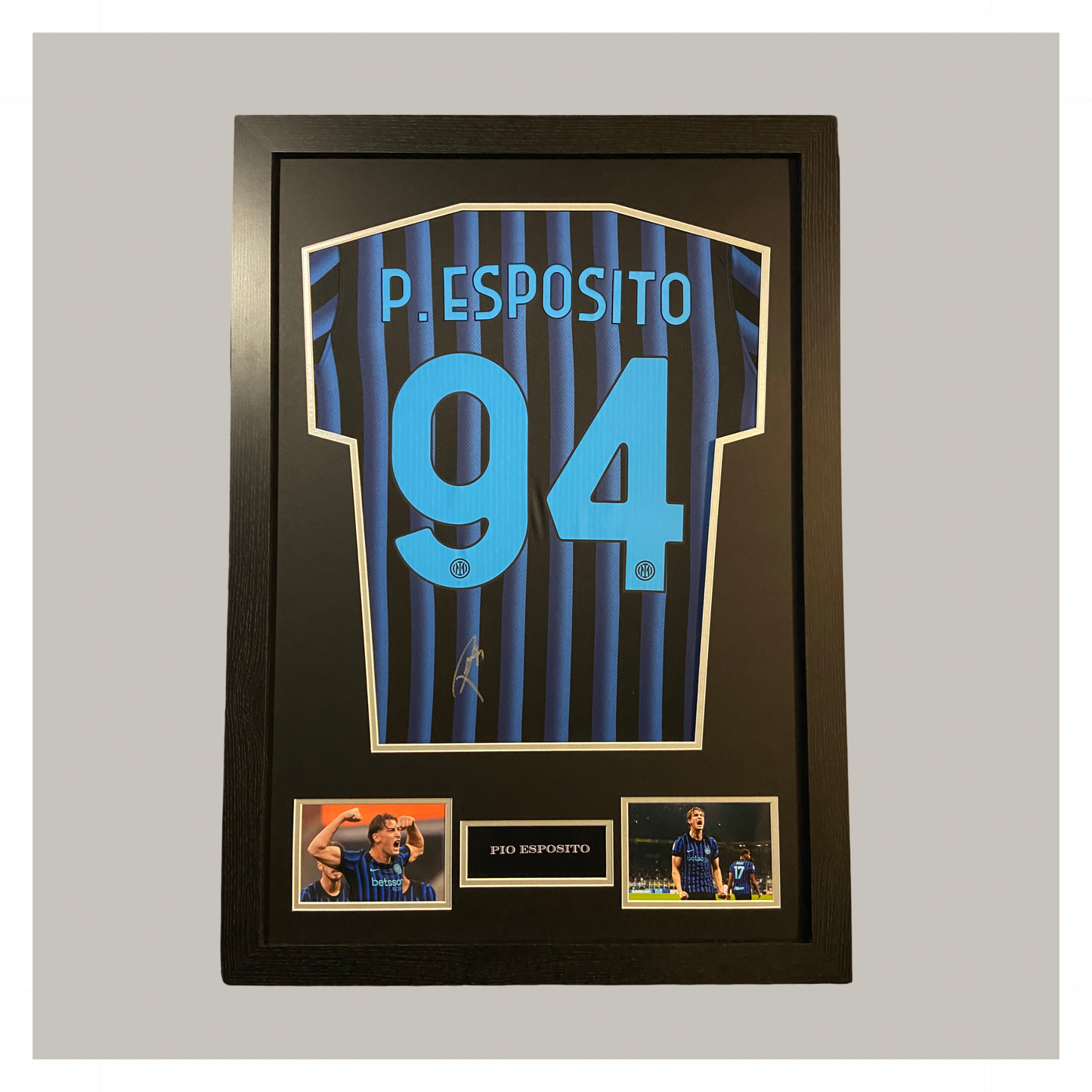 HAND SIGNED PIO ESPOSITO FRAMED SHIRT DISPLAY