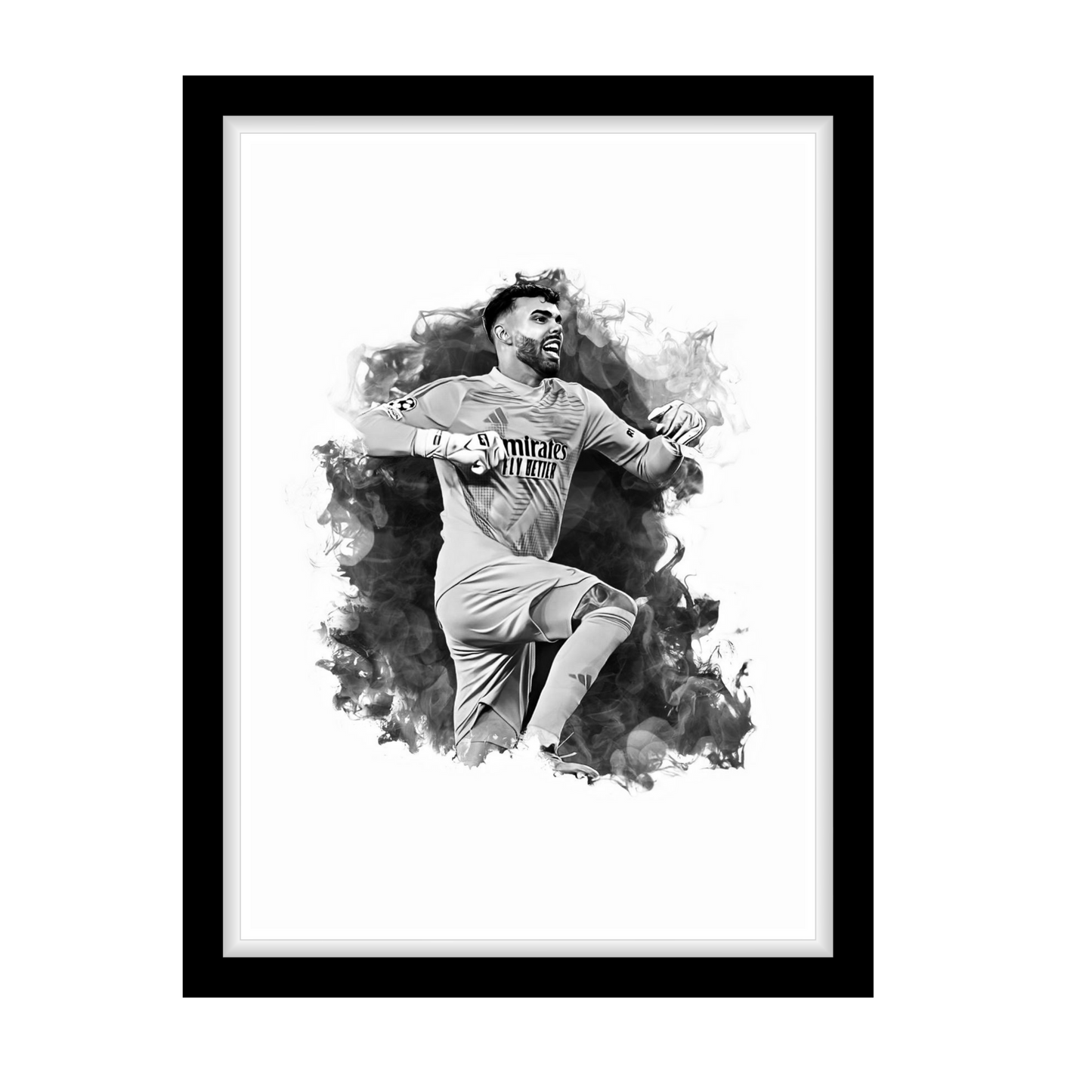 DAVID RAYA "A4 Black & White Football Art Print – Oil Painting Style Sports Wall Decor-Artwork re-print