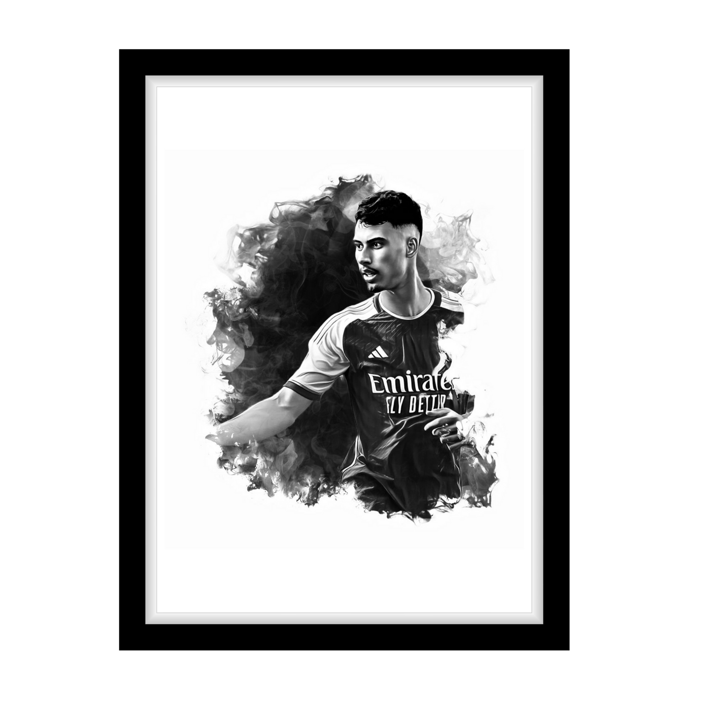 MARTINELLI "A4 Black & White Football Art Print – Oil Painting Style Sports Wall Decor-Artwork re-print