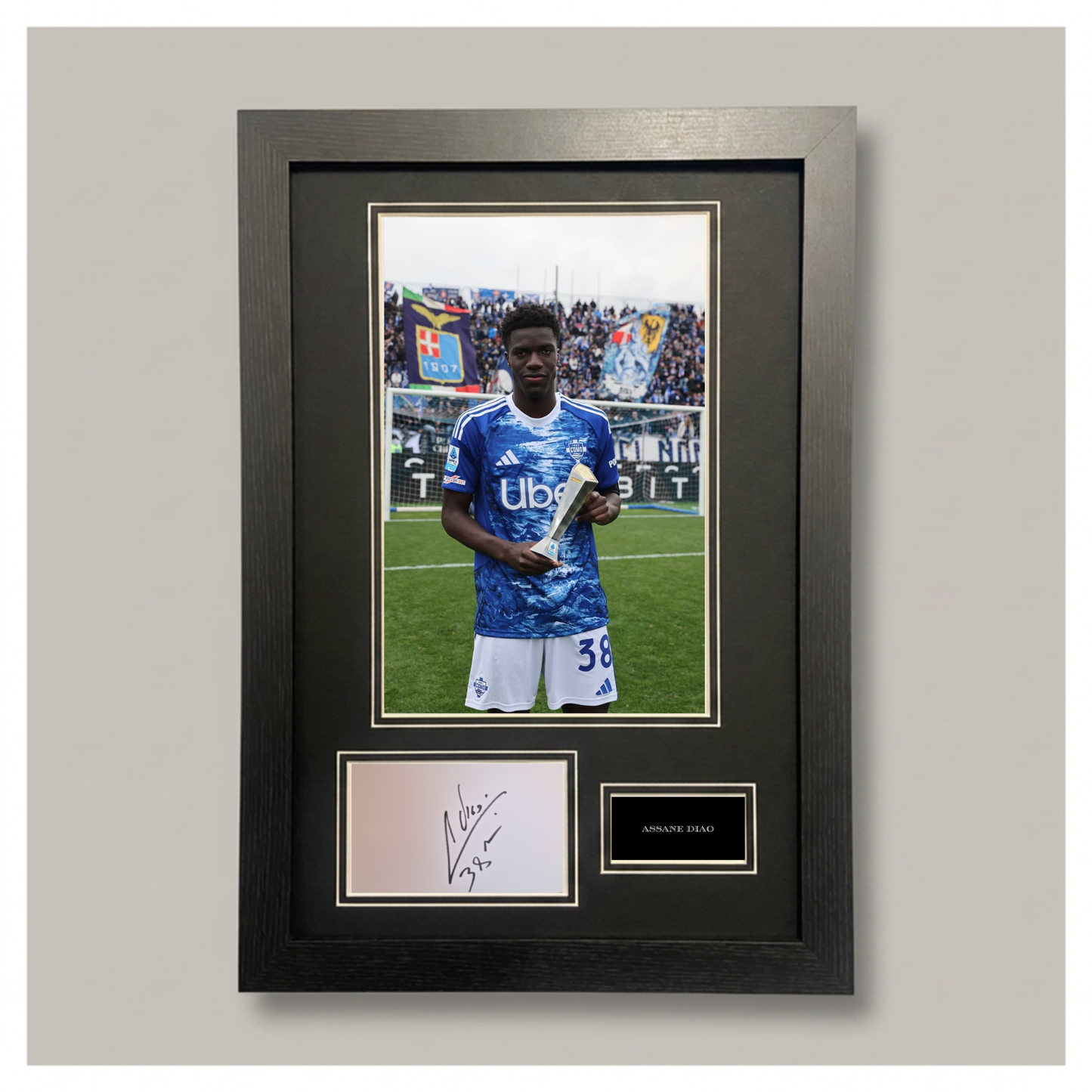 ASSANE DIAO SIGNED PHOTO MOUNTED DISPLAY COMO 1907