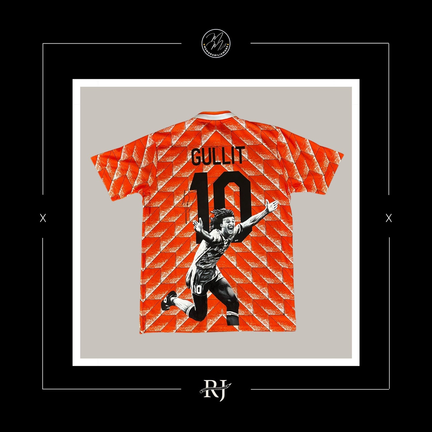 RUUD GULLIT HAND-PAINTED & SIGNED NETHERLANDS 1988 SHIRT.