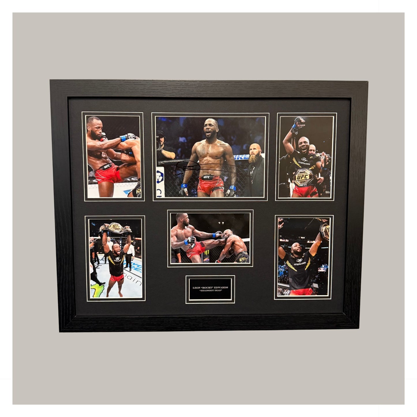 LEON EDWARDS SIGNED PHOTO MOUNTED DISPLAY