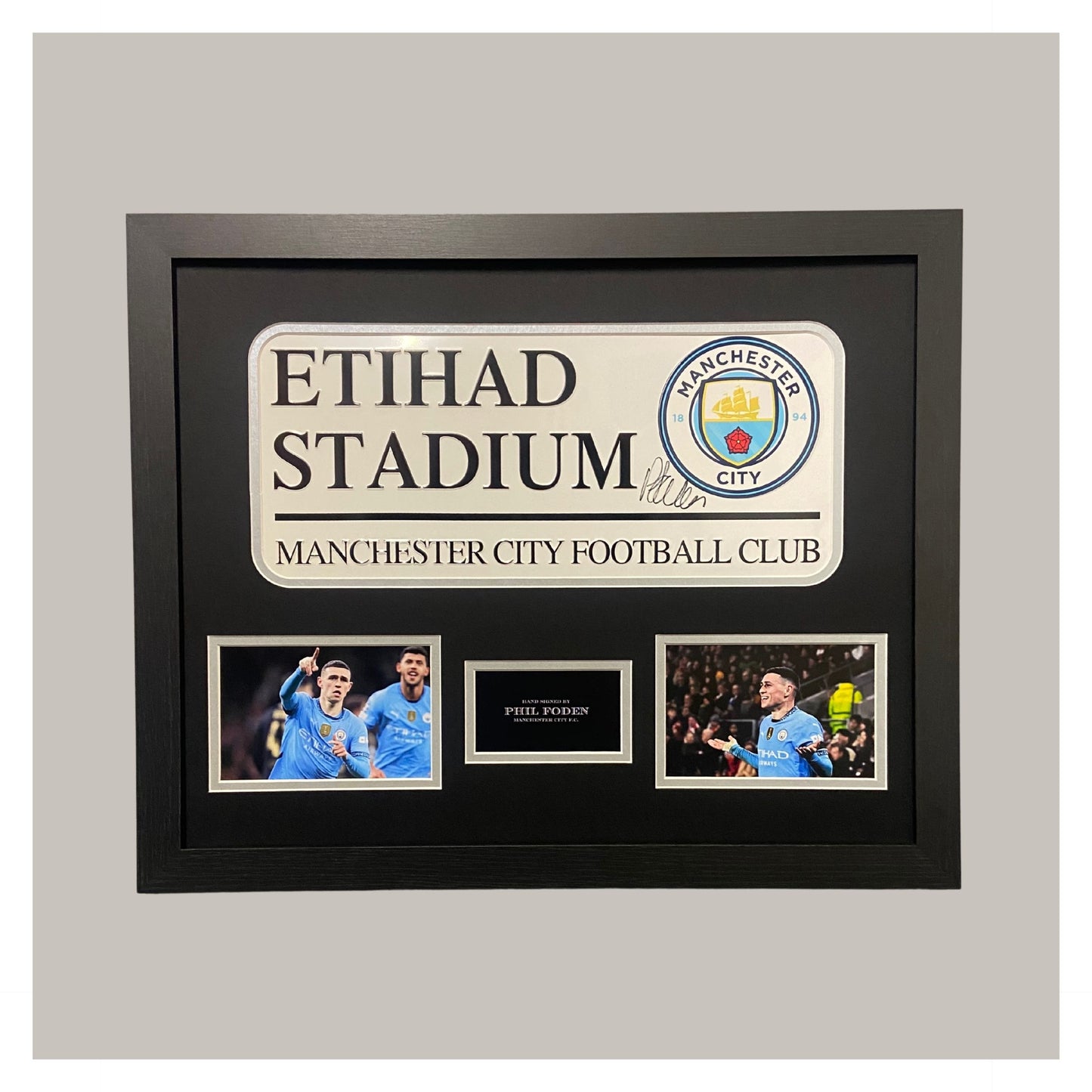 PHIL FODEN SIGNED ROADSIGN MOUNTED DISPLAY