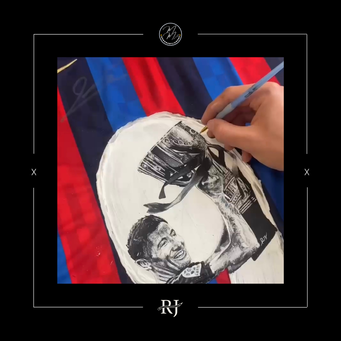ROBERT LEWANDOWSKI HAND-PAINTED & SIGNED BARCELONA SHIRT