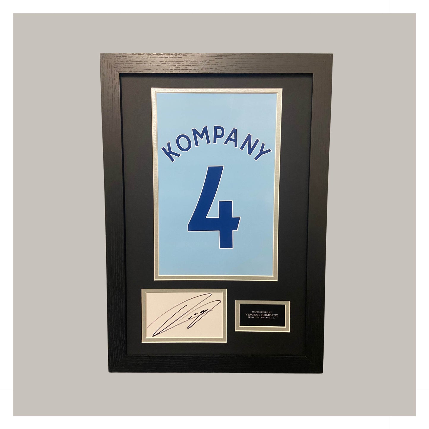 Vincent kompany signed mounted back of shirt display Manchester City F.C.