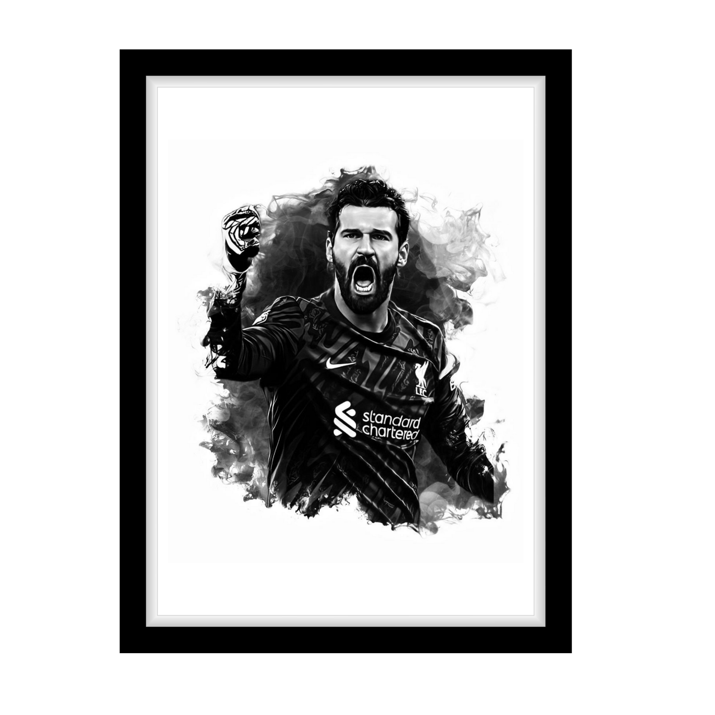 ALISON BECKER "A4 Black & White Football Art Print – Oil Painting Style Sports Wall Decor-Artwork re-print