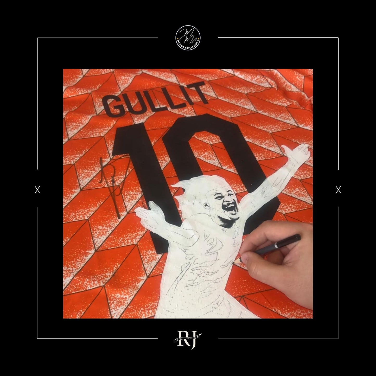 RUUD GULLIT HAND-PAINTED & SIGNED NETHERLANDS 1988 SHIRT.