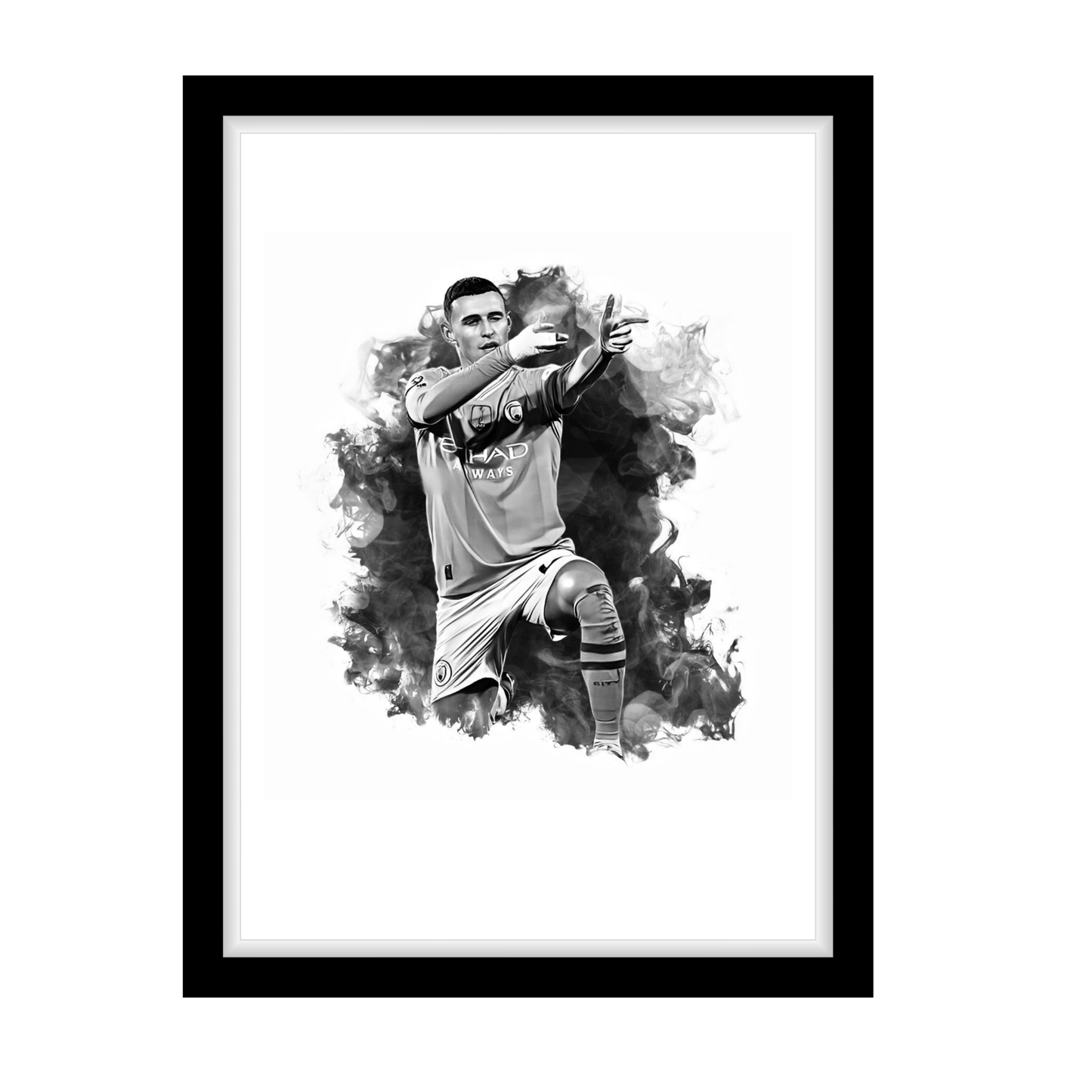 FODEN "A4 Black & White Football Art Print – Oil Painting Style Sports Wall Decor-Artwork re-print