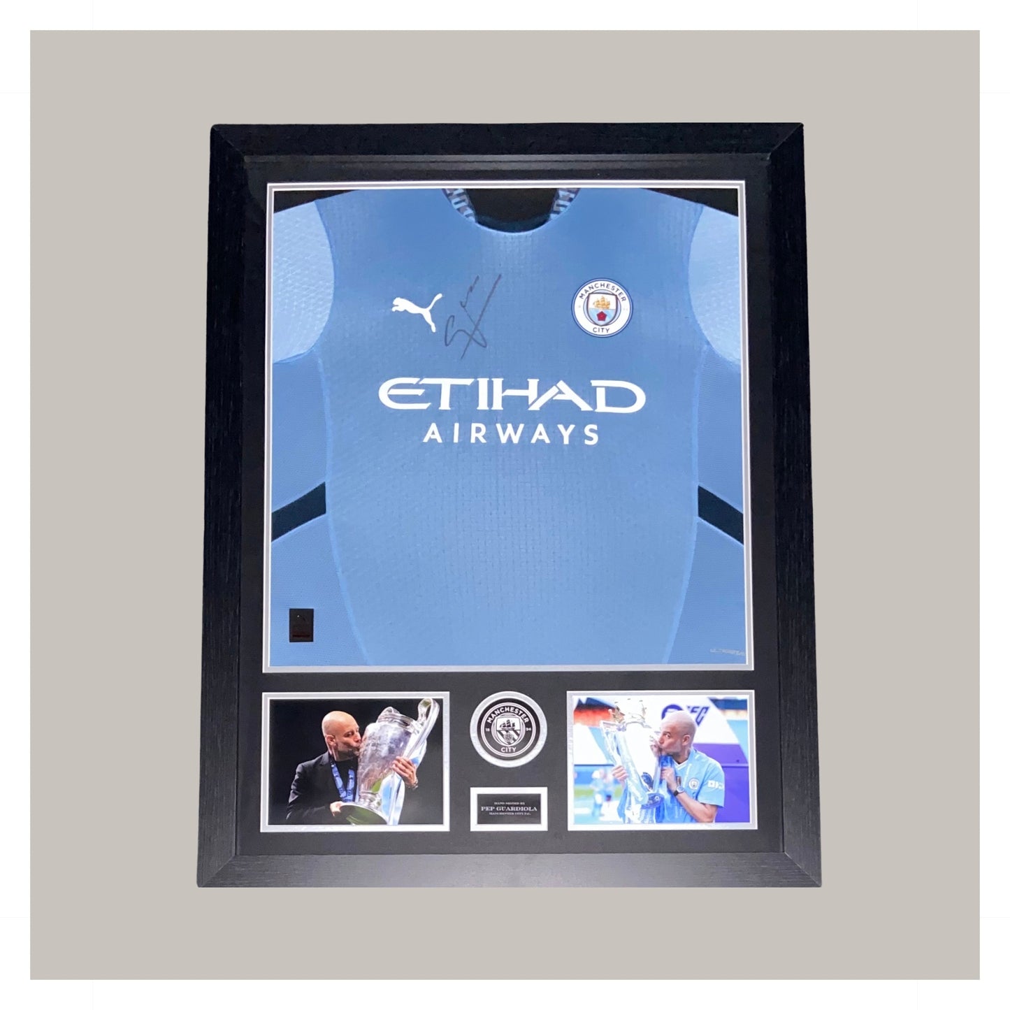 PEP GUARDIOLA SIGNED AND FRAMED SHIRT