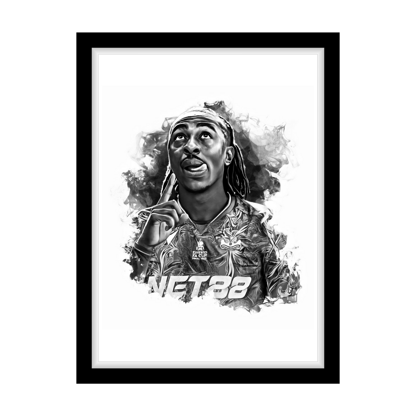 Eze fa cup "A4 Black & White Football Art Print – Oil Painting Style Sports Wall Decor-Artwork re-print