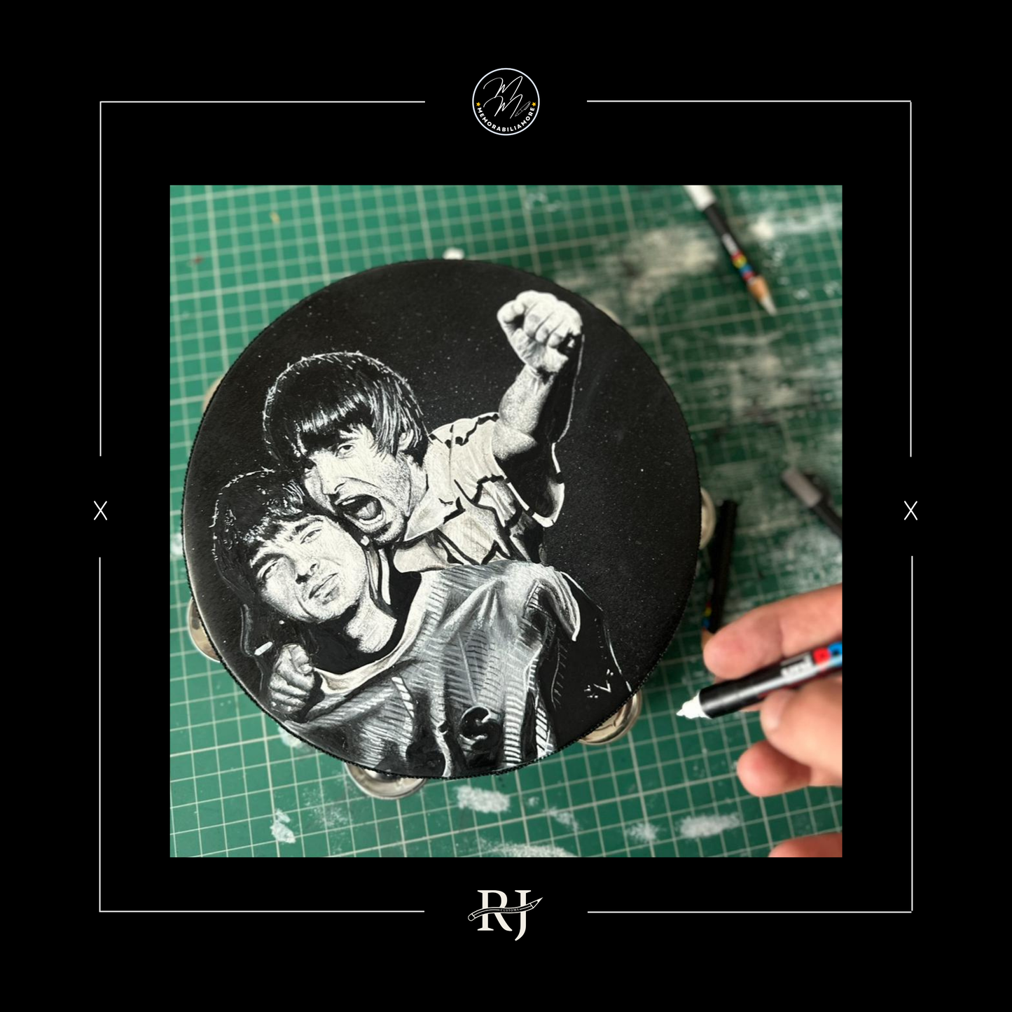 HAND PAINTED OASIS TRIBUTE ART ON TAMBOURINE’S & GUITAR
