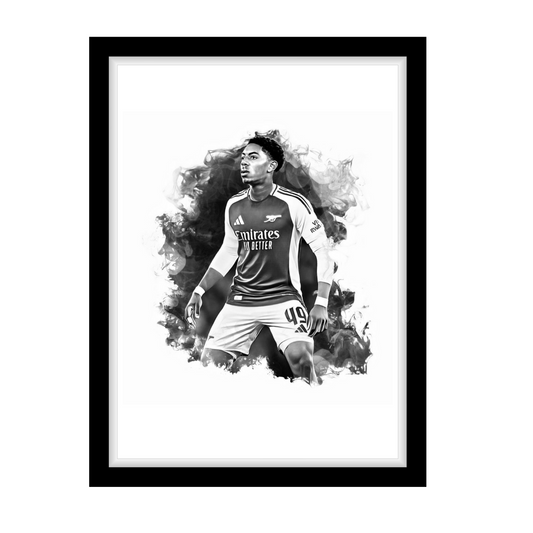 LEWIS-SKELLY "A4 Black & White Football Art Print – Oil Painting Style Sports Wall Decor-Artwork re-print
