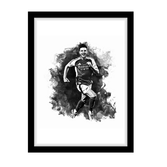DECLAN RICE "A4 Black & White Football Art Print – Oil Painting Style Sports Wall Decor-Artwork re-print