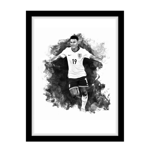 OLLIE WATKINS "A4 Black & White Football Art Print – Oil Painting Style Sports Wall Decor-Artwork re-print