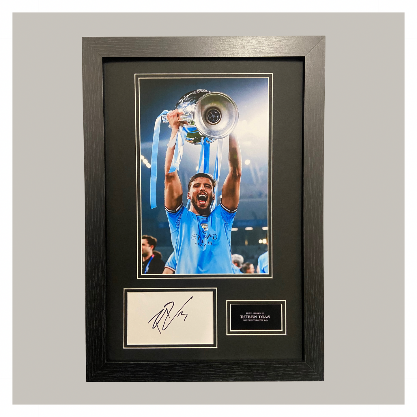 Ruben Dias hand signed champions league display Manchester City F.C.