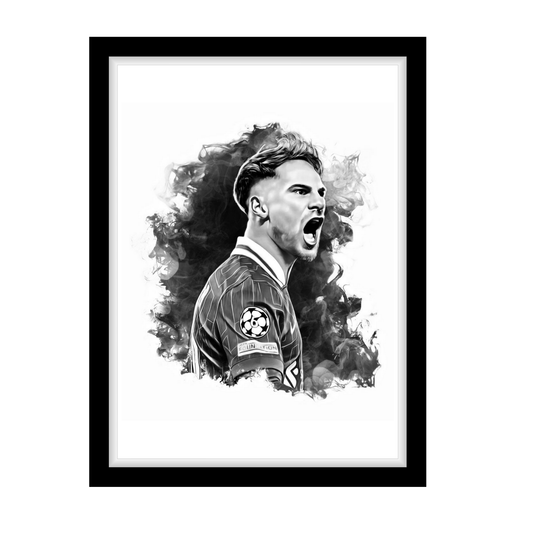 ALEXIS MAC ALLISTER "A4 Black & White Football Art Print – Oil Painting Style Sports Wall Decor-Artwork re-print