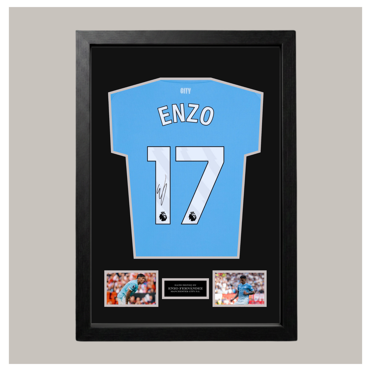 HAND SIGNED ENZO FERNANDEZ FRAMED SHIRT DISPLAY