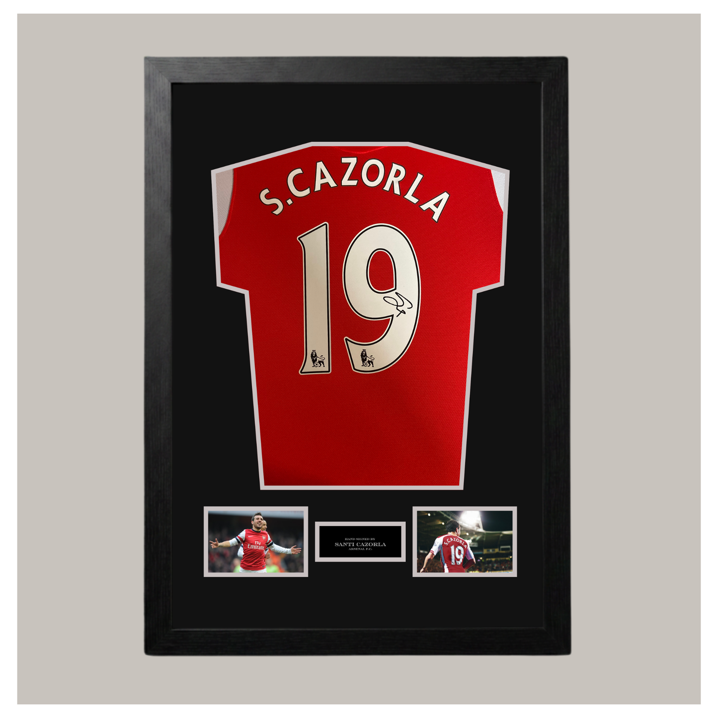 HAND SIGNED SANTI CAZORLA FRAMED SHIRT DISPLAY