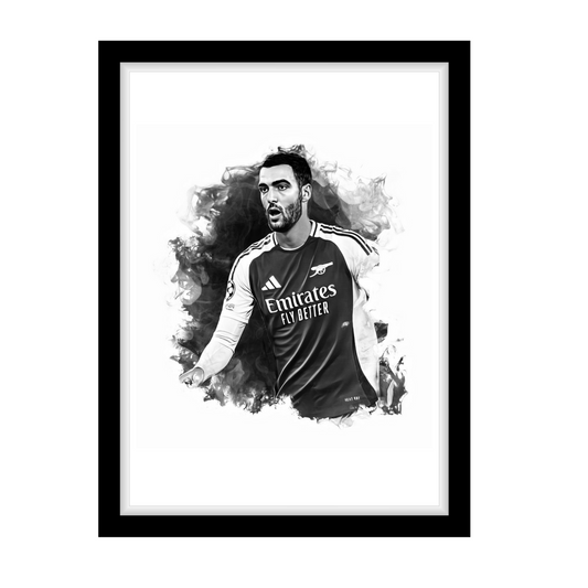 MERINO "A4 Black & White Football Art Print – Oil Painting Style Sports Wall Decor-Artwork re-print