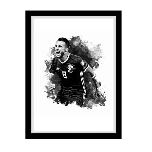 JOHN MCGINN "A4 Black & White Football Art Print – Oil Painting Style Sports Wall Decor-Artwork re-print