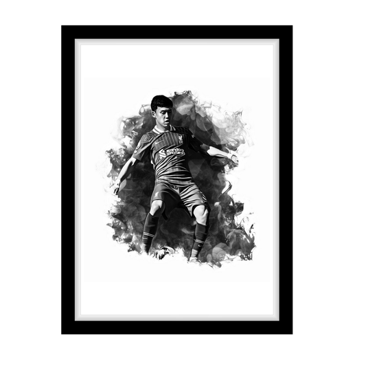 ENDO "A4 Black & White Football Art Print – Oil Painting Style Sports Wall Decor-Artwork re-print