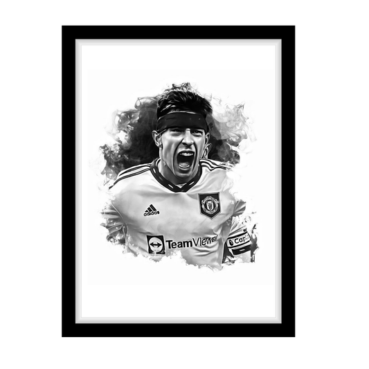 MARTINEZ "A4 Black & White Football Art Print – Oil Painting Style Sports Wall Decor-Artwork re-print