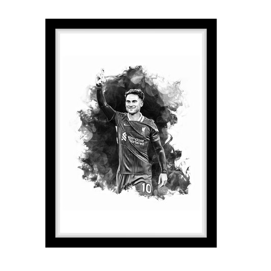 ALEXIS MAC ALLISTER "A4 Black & White Football Art Print – Oil Painting Style Sports Wall Decor-Artwork re-print