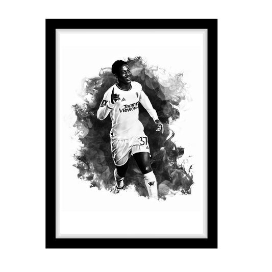 MAINOO A4 Black & White Football Art Print – Oil Painting Style Sports Wall Decor-Artwork re-print