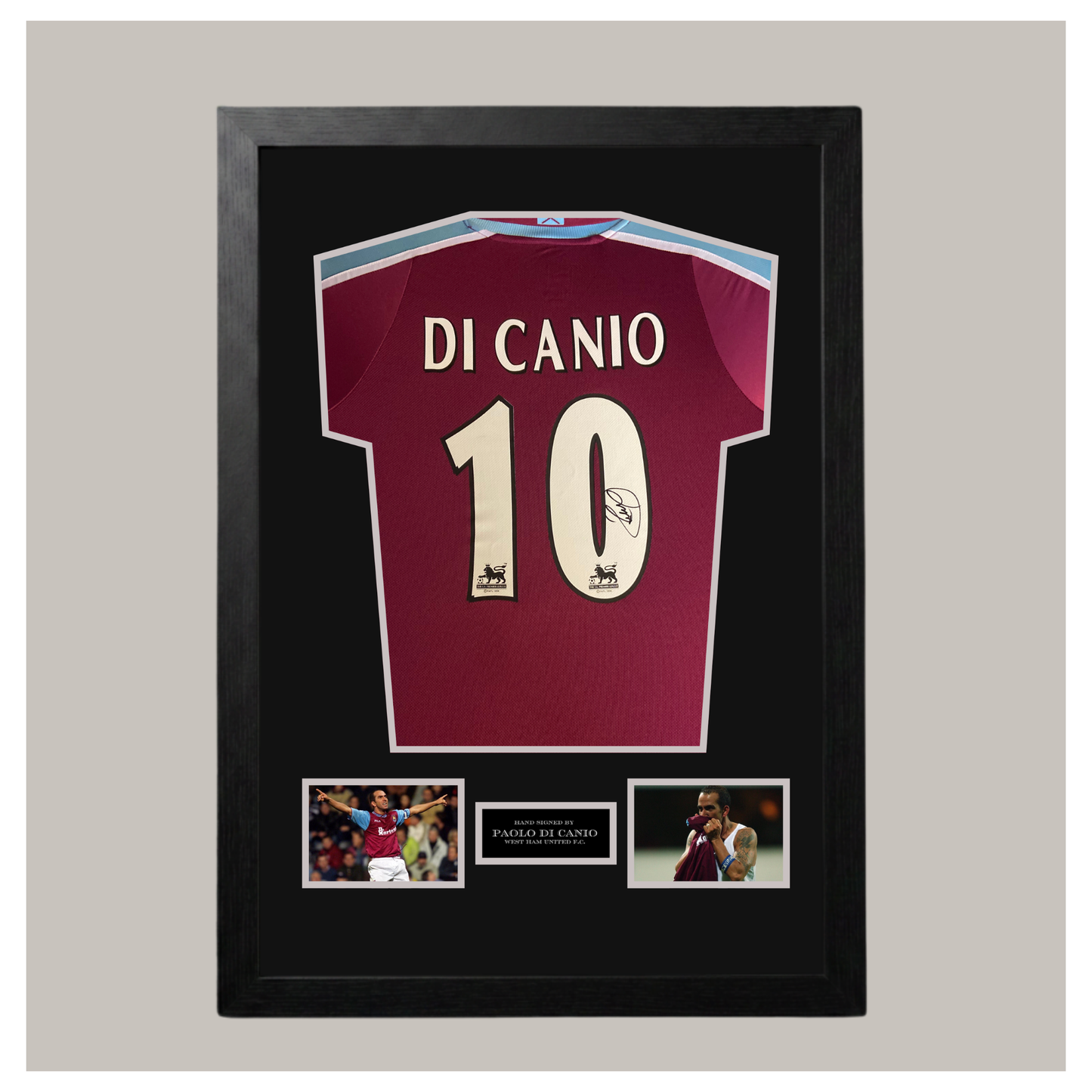 HAND SIGNED PAOLO DI CANIO FRAMED SHIRT DISPLAY