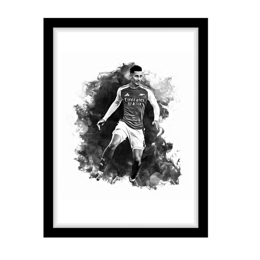 SALIBA "A4 Black & White Football Art Print – Oil Painting Style Sports Wall Decor-Artwork re-print