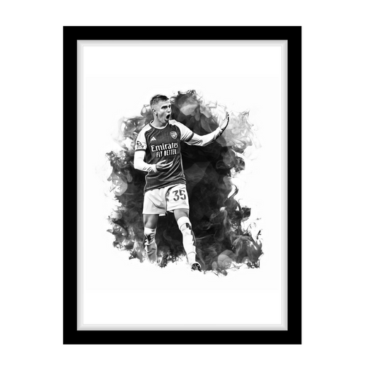 ZINCHENKO "A4 Black & White Football Art Print – Oil Painting Style Sports Wall Decor-Artwork re-print