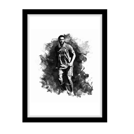 JOE GOMEZ "A4 Black & White Football Art Print – Oil Painting Style Sports Wall Decor-Artwork re-print