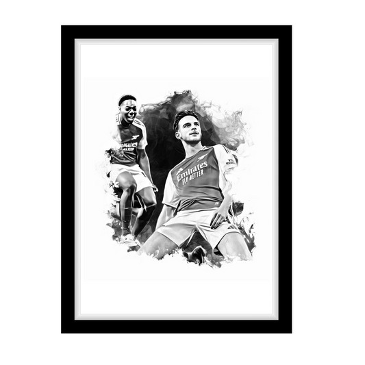 DECLAN RICE "A4 Black & White Football Art Print – Oil Painting Style Sports Wall Decor-Artwork re-print