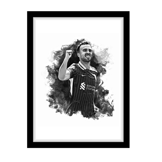 DIOGO JOTA "A4 Black & White Football Art Print – Oil Painting Style Sports Wall Decor-Artwork re-print
