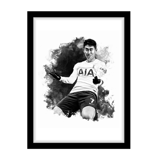 SON "A4 Black & White Football Art Print – Oil Painting Style Sports Wall Decor-Artwork re-print