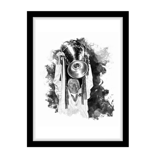 SIR ALEX FERGUSON "A4 Black & White Football Art Print – Oil Painting Style Sports Wall Decor-Artwork re-print