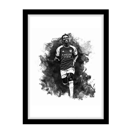 SAKA "A4 Black & White Football Art Print – Oil Painting Style Sports Wall Decor-Artwork re-print