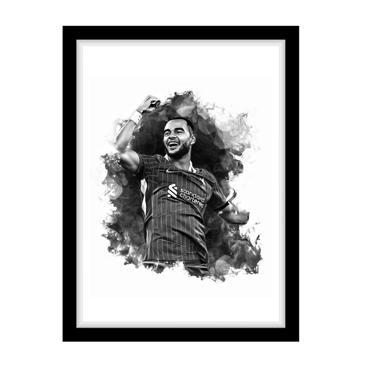 GAKPO "A4 Black & White Football Art Print – Oil Painting Style Sports Wall Decor-Artwork re-print