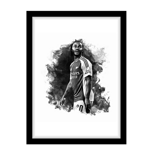 RAHEEM STERLING "A4 Black & White Football Art Print – Oil Painting Style Sports Wall Decor-Artwork re-print