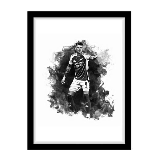 BEN WHITE "A4 Black & White Football Art Print – Oil Painting Style Sports Wall Decor-Artwork re-print