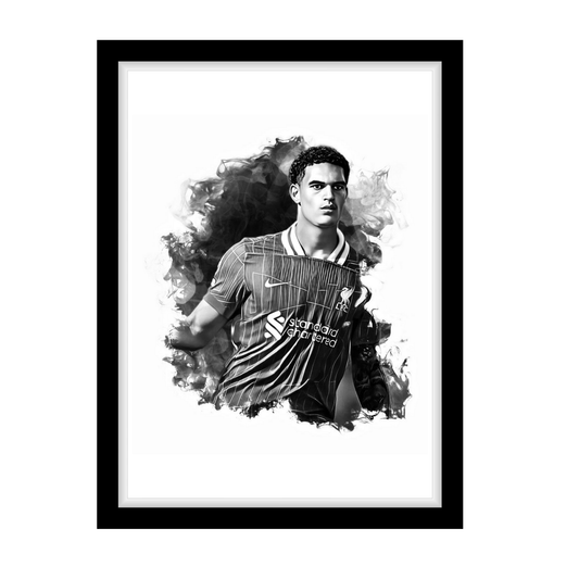 JARELL QUANSAH "A4 Black & White Football Art Print – Oil Painting Style Sports Wall Decor-Artwork re-print