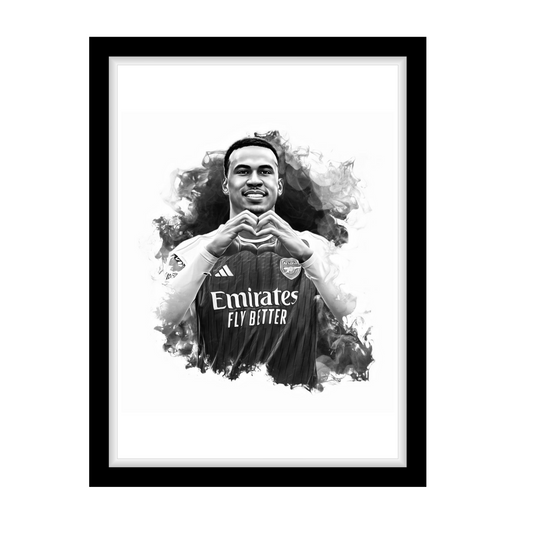 GABRIEL "A4 Black & White Football Art Print – Oil Painting Style Sports Wall Decor-Artwork re-print