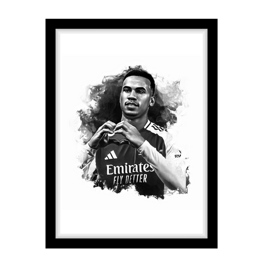 GABRIEL "A4 Black & White Football Art Print – Oil Painting Style Sports Wall Decor-Artwork re-print