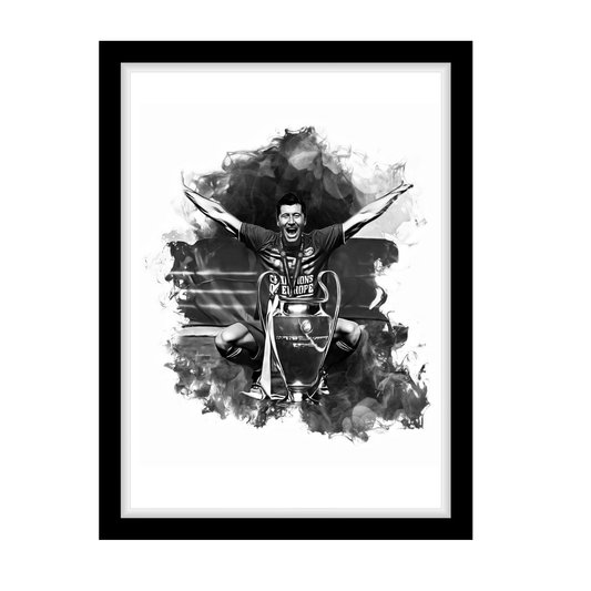 LEWANDOWSKI "A4 Black & White Football Art Print – Oil Painting Style Sports Wall Decor-Artwork re-print